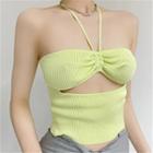Halter Neck Cut-out Knit Camisole Top