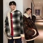 Couple Matching Fleece-lined Plaid Jacket