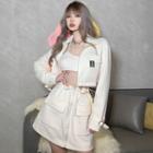 Set: Zip-up Jacket + Camisole Top + Mini Skirt