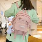Plain Buckled Nylon Backpack / Bag Charm / Brooch / Set