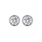 925 Sterling Silver Simple Round Stud Earrings With White Austrian Element Crystal Silver - One Size