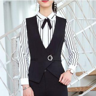 Single Button Vest / Fitted Skirt / Dress Pants / Striped Shirt