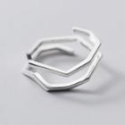 925 Sterling Silver Geometric Wrap Around Ring Silver - One Size