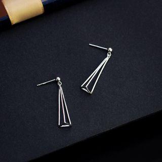 925 Sterling Silver Pyramid Dangle Earring 1 Pair - Silver - One Size