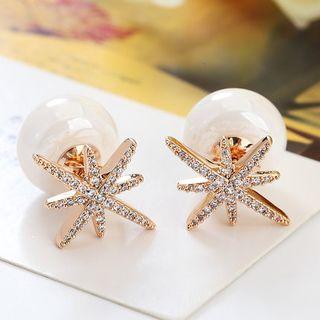 Star Faux Pearl Through And Through Earrings