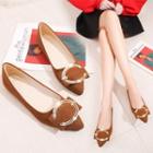 Metal Buckle Pointy Toe Flats