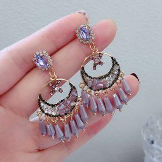 Moon Rhinestone Fringed Earring