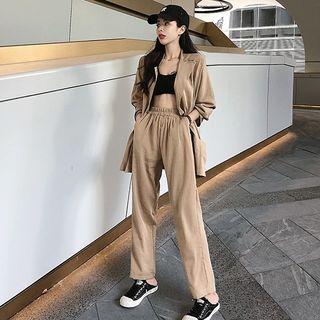 Set: Single-breasted Blazer + Wide-leg Pants