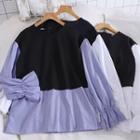 Mock Two-piece Lantern-sleeve Blouse
