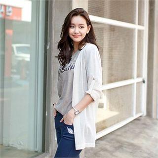 Tab-sleeve Lettering Cardigan