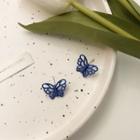 Butterfly Stud Earring 1 Pair - S925 Silver - Blue - One Size