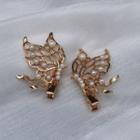 Set Of 2: Faux Pearl Butterfly Hair Clip L56 - 1 Pair - Gold - One Size