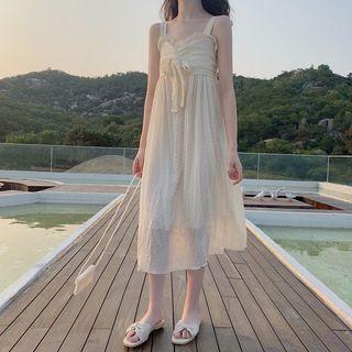 Strappy Plain Dress / Lace Cardigan