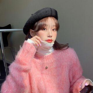 Loose-fit Sweater / Plain Turtle-neck Long-sleeve Top