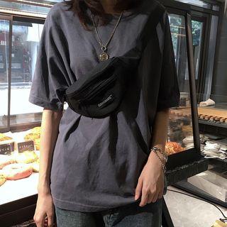 Letter Canvas Sling Bag Black - One Size