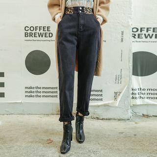 Leopard Band-waist Baggy-fit Jeans