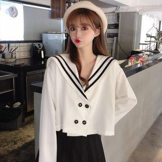 Sailor Collar Double-breasted Cropped Blouse