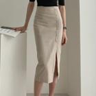 Side-slit Midi Straight-fit Skirt