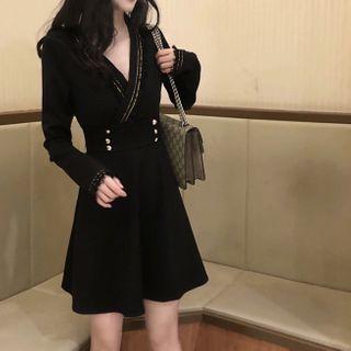 Long-sleeve Tasseled A-line Dress