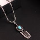 Stainless Steel Feather Pendant Necklace