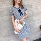Short-sleeve Patterned Knit Dress