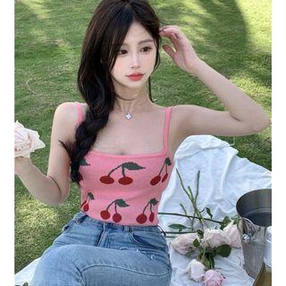 Cherry Cropped Camisole Top Pink - One Size