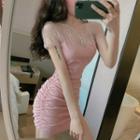 Short-sleeve Lace Panel Bodycon Mini Dress