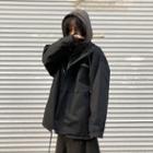 Plain Hooded Windbreaker Black - One Size