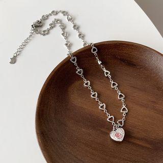 Heart Necklace Pink - One Size