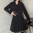 Double Breasted Cropped Blazer / Pleated Skirt
