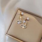 Rhinestone Rabbit Faux Pearl Dangle Earring 1 Pair - E1988 - Gold - One Size