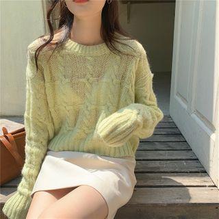 Crewneck Plain Knit Long-sleeve Sweater