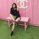 Crew-neck Cutout-shoulder Sweater