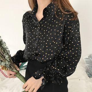 Ruffle Sleeve Dotted Shirt