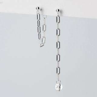 Chained Sterling Silver Asymmetrical Earring 1 Pair - Rose Gold - One Size