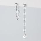 Chained Sterling Silver Asymmetrical Earring 1 Pair - Rose Gold - One Size