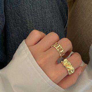 Set Of 2: Alloy Open Ring (various Designs) Set Of 2 - Gold - One Size