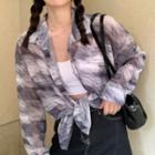 Tie Dye Chiffon Shirt Gray & White - One Size