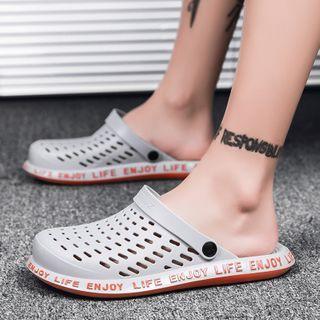 Lettering Cut-out Flat Sandals