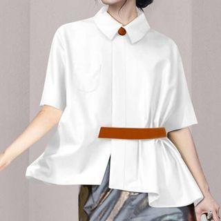 Elbow-sleeve Flowy Shirt