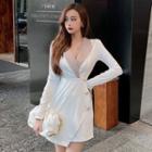 Long-sleeve Button-up Mini Dress