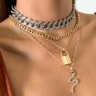 Set Of 4: Chain Necklace Gold & Silver - One Size