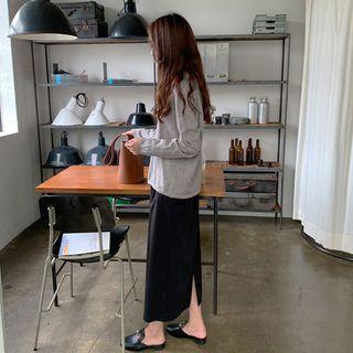 Band-waist Fly-front H-line Skirt