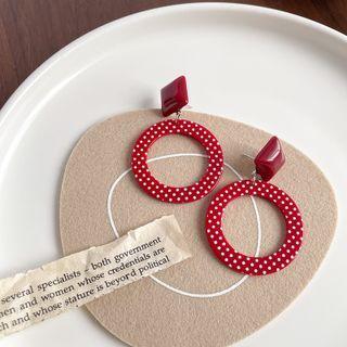 Dotted Drop Earring 1 Pair - White & Red - One Size