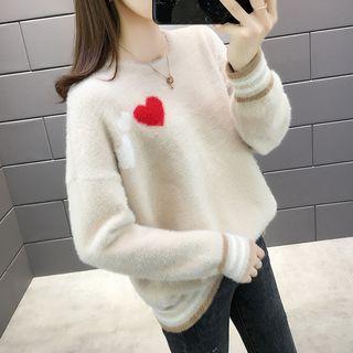 Heart Jacquard Furry Sweater