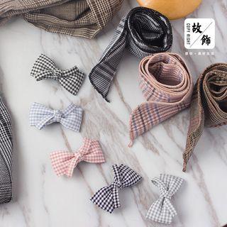 Bow-accent Check Hair Clip