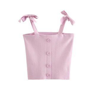 Shoulder-tie Cropped Knit Camisole