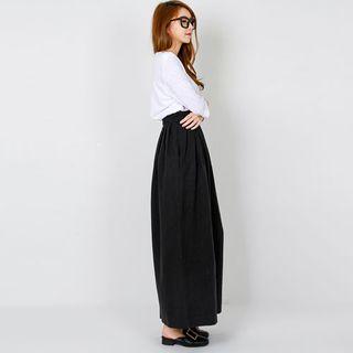 Paperbag-waist Linen Blend Maxi Culottes