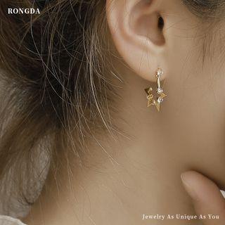 Asymmetrical Rhinestone Stud Earring 1 Pair - Gold - One Size