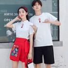 Couple Matching Short-sleeve Chinese Character T-shirt / Shorts / A-line Skirt / Set